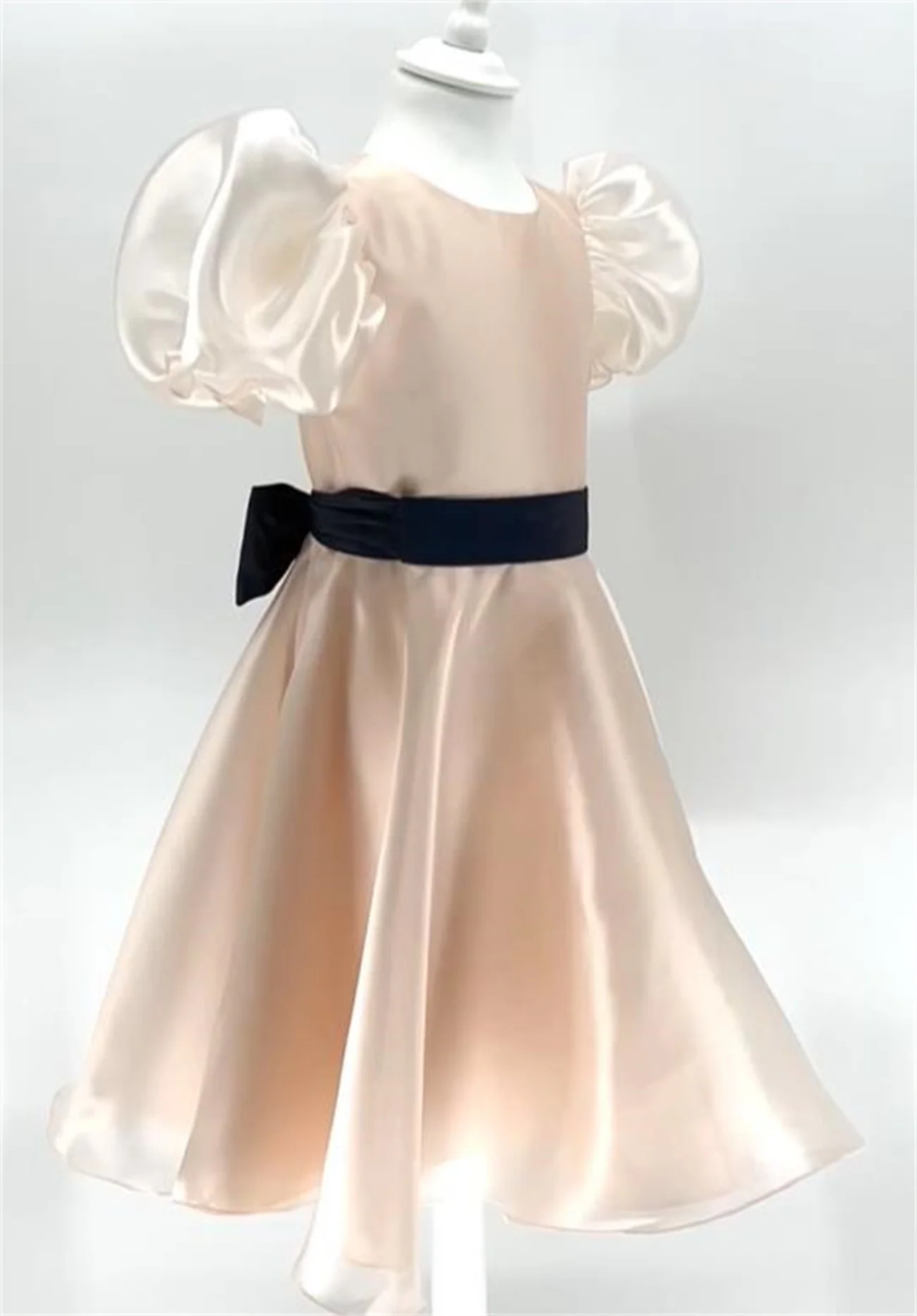 Robe Tutu en Satin Brcorporelle à Manches Bouffantes et Col Rond pour Fille, PoinTenue Rose à Fermeture Éclair avec Nministériels d, pour Enfant