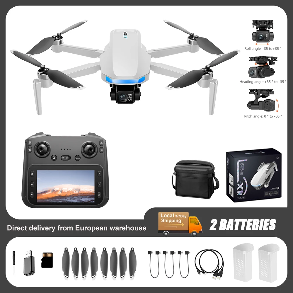 Nieuwe S-X1 MAX GPS Drone Professionele 4K Camera 3-assige Gimbal Luchtfotografie 2 Batterijen 5G Relay beeldtransmissie FPV Borstelloze Motor Optische Flow met Groot Scherm Afstandsbediening