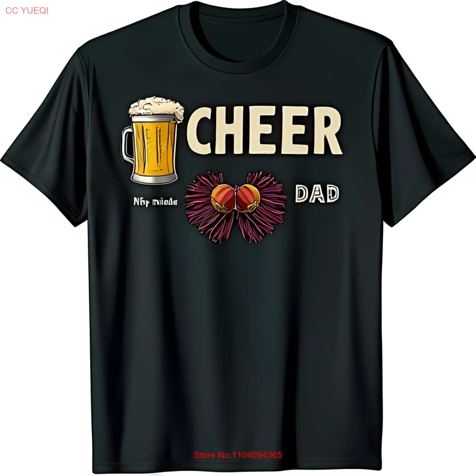 

Черная футболка с рисунком каштана и дизайн CHEER DAD