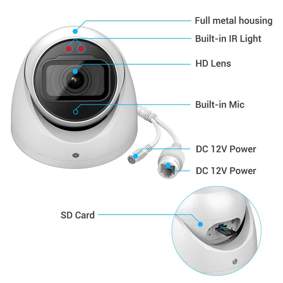 Imagem -02 - Dahua-câmera ip de Vigilância de Segurança Micrográfico Integrado Slot para Cartão sd Starlight Wizsense Oem Substituir Ipc-hdw2441tm-s Ir30m 4mp