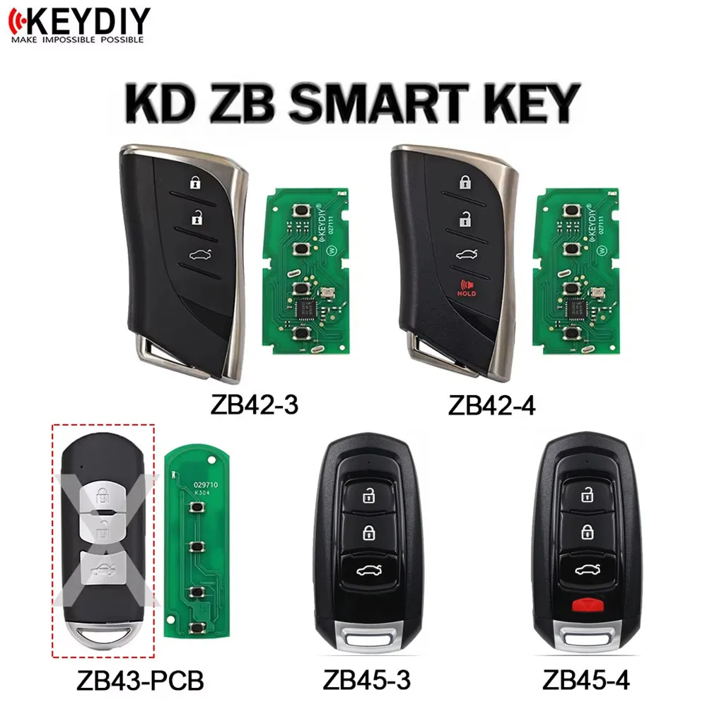 KEYDIY KD Smart Key ZB Remotes Multiple Models ZB42-3 ZB42-4 ZB43 PCB ZB45-3 ZB45-4 for KD-X2/KD-MAX Programmer
