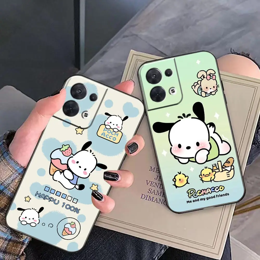 Cartoon Cute Pochacco Phone Funda Coque Case For OPPO FIND X5 X3 X6 RENO 10 8 7 7Z 2Z 6 6Z 5 4 Lite Pro Plus 4G 5G Case Shell