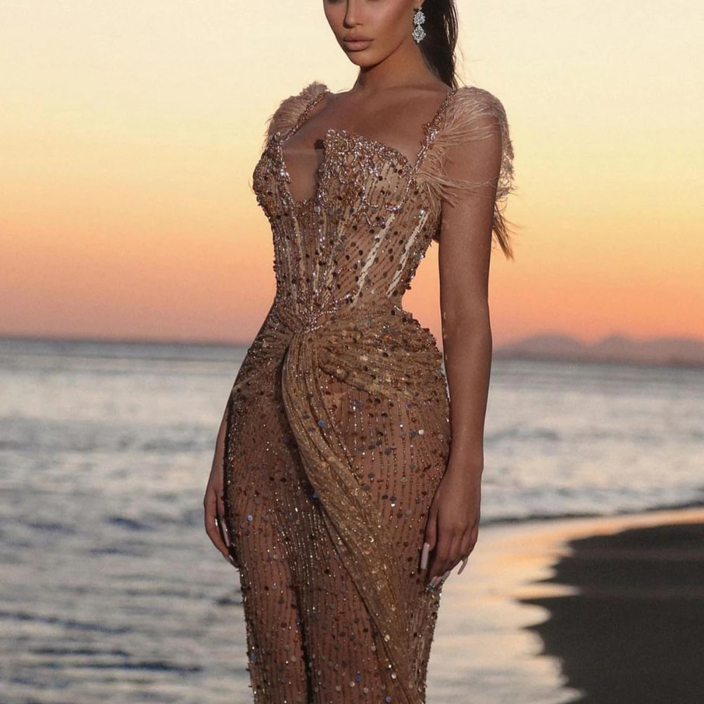 Fashion Mermaid Celebrity Prom Dresses Luxury Crystal Evening Dress 2024 Sexy Black Girls Graduation Party Gown