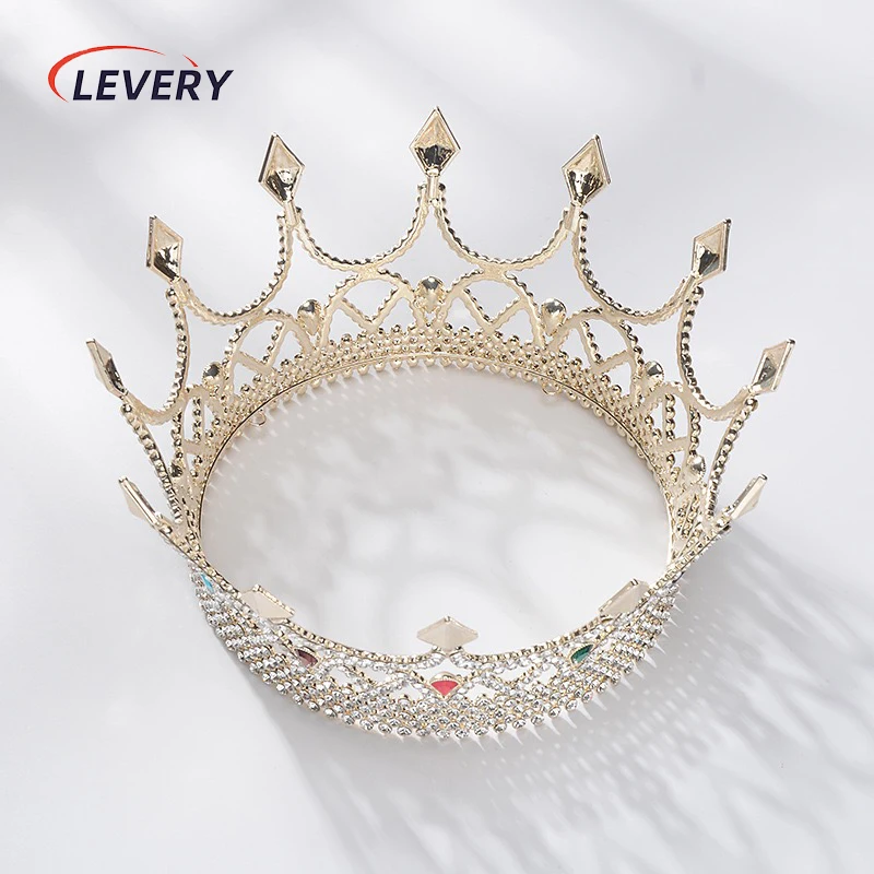 Levery 2024 New Men's King Crown Prince Vintage Court Party Headdress Performance Props