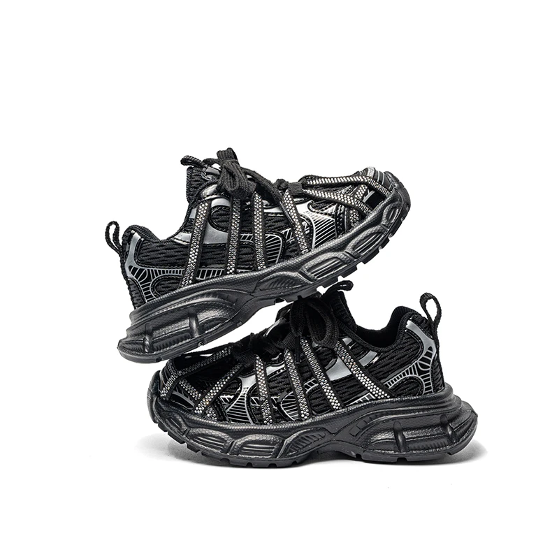 Kids Chunky Sneakers New Fashion Boys Girls School Sports Shoes for Running Mesh Breathable Non-slip Children Causal Sneakers