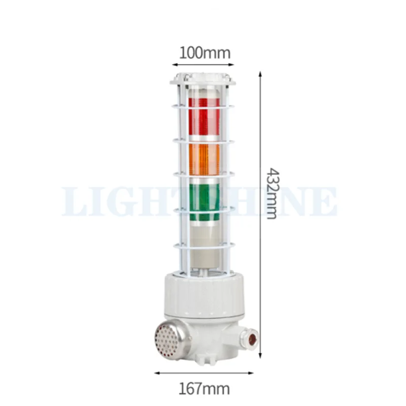 Imagem -05 - Tricolor Aviso Lâmpada Led Sonoro Visual Alarme Lâmpada 112 db à Prova de Explosão Audível Alarme Visual Lâmpada Ac220v Exd ii Ct6