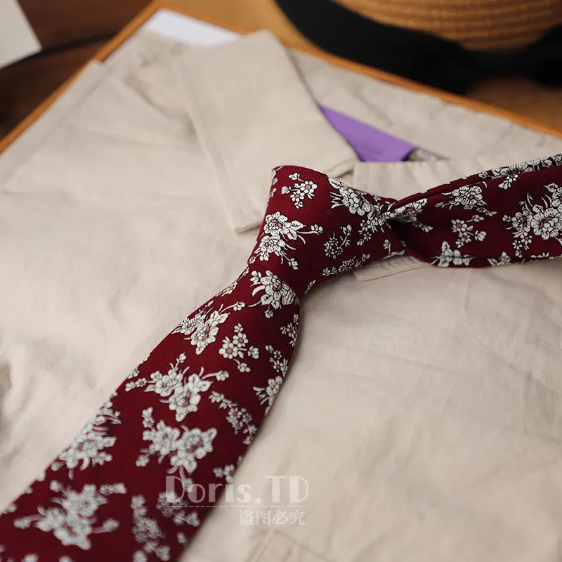 남녀 공용 캐주얼 플로럴 코튼 타이, 파티, 비즈니스, 웨딩, 성인 정장용 선물 넥타이