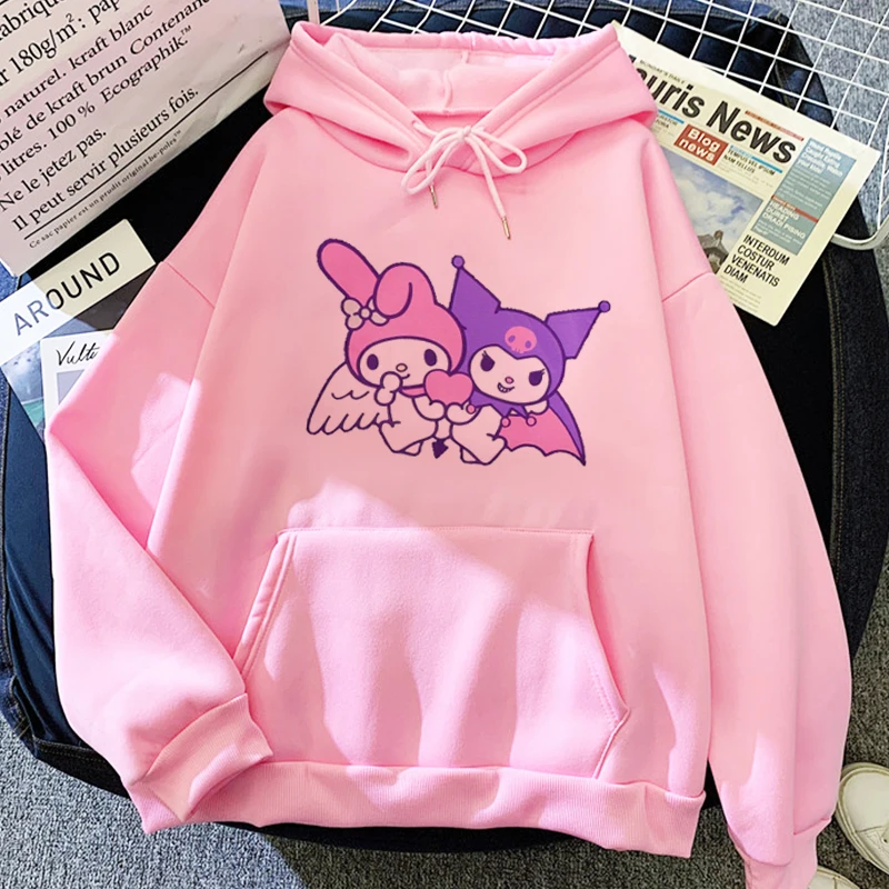 

Kawaii Melody Kuromi Prints Hoodie Top Women 90s Hoodies Sweatshirt Harajuku Streetwear Fashions Clothes Sports Street Hoodie