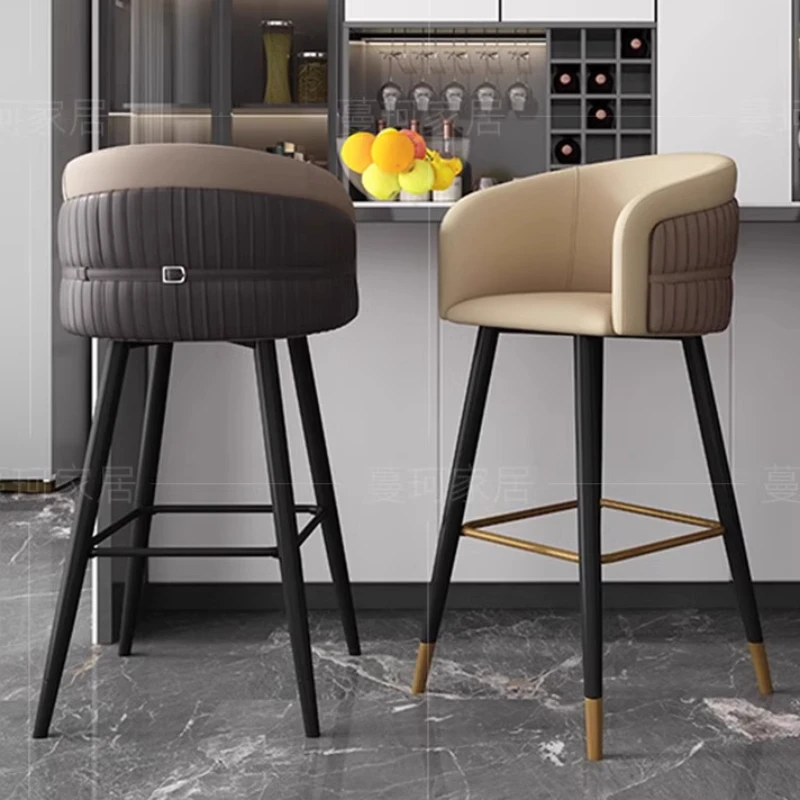 

Arms Minimalistic Bar Chairs Lounge Steel Barber Salon Bar Chairs High Quality taburetes para barra de cocina Luxury Furniture