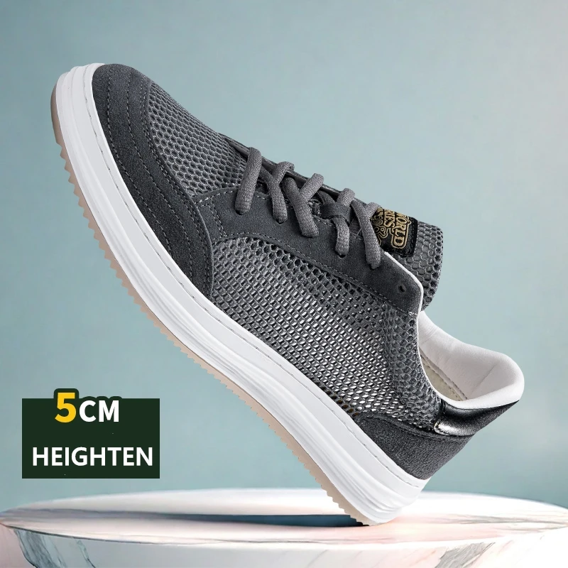 Men Casual Elevator Shoes Hidden 5CM Height Shoes For Male Summer Breathable Sports Lift Taller Men Heightening Shoes Size 38-45