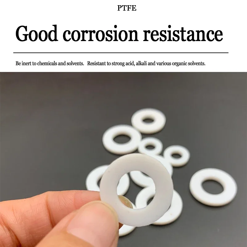 PTFE Gasket Flat Washer Thickness 0.8mm ID 10.8-34mm Resistant to High&Low Temperature Corrosion Anti-aging For Flange ID*OD*CS