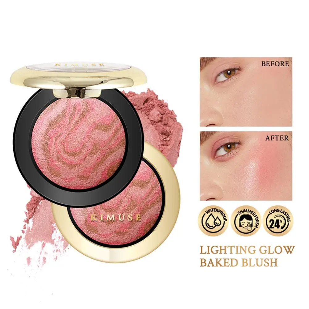 Verlichting Glow Gebakken Blush Marbleized Blush Poeder Blush Waterdichte Contour Highlight Face Voor Een Romige Lichtgewicht Afwerking