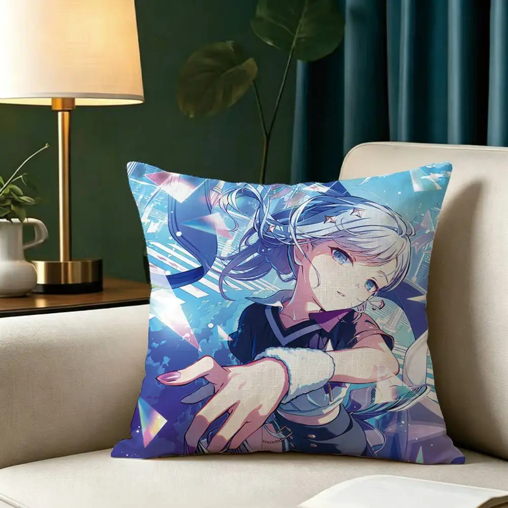 Kanade Yoisaki P-Project S-Sekai Pillow Case Square Double-Sided Sofa Cushion Cover Bedroom Bedside Pillow