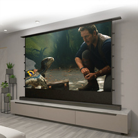 Motorized Rollable Floor Rising Projector Screen with Tab Tension Cinema White for All Proyector 3D/4K Supported 72 - 120 Inch