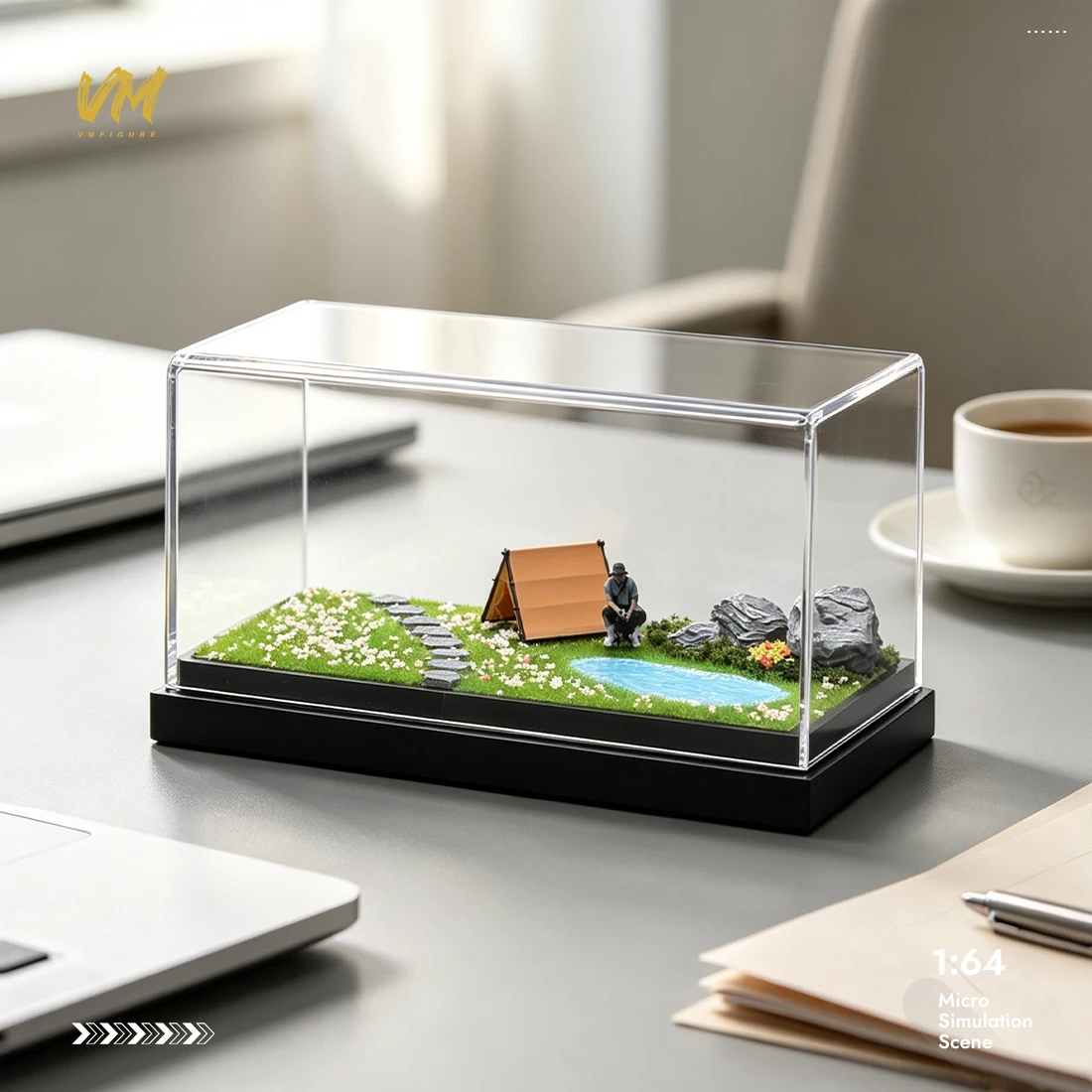 Simulation Grass Ground Lake Camping Engagement Proposals Scene Diorama Figure Kit Platform Base With Dustproof Cover Home Decor