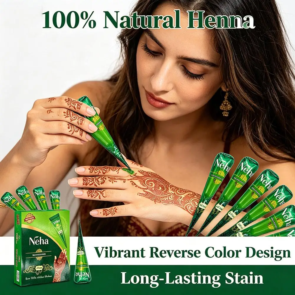 1PC Natural Henna Paste Cone Brown Mehndi Tattoo Ink for Temporary Body Art, Long-Lasting, Plant-Based, Easy to Apply