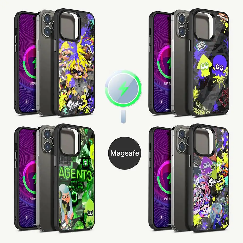 

Чехол для телефона S-Splatoon Game для iPhone 16,15,14,13,12,11, Pro, Max, Plus, Mini, Magsafe, магнитный чехол для беспроводной зарядки