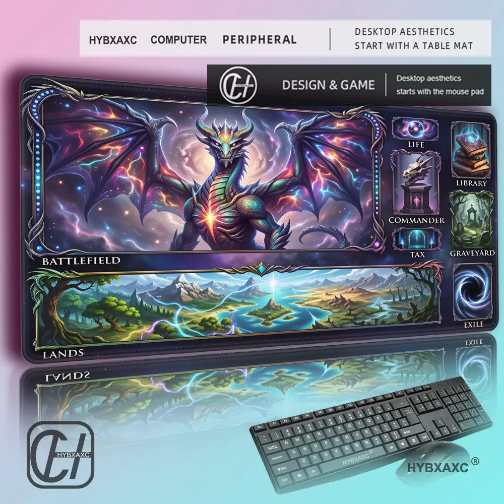 

HYBXAXC Fantasy natural elements dragon Magic Card Battle Mat MTG Playmat Anti-slip Base gathering gaming mat Board Game Mat