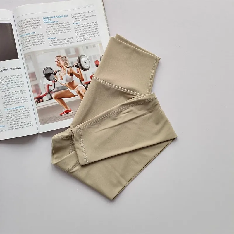 Damen-Yoga-Übungshose mit hoher Taille, eng anliegend, hohe Elastizität, Stulpenlinie, nacktes Gefühl, Hüftheben, Turnhose – Detail 20
