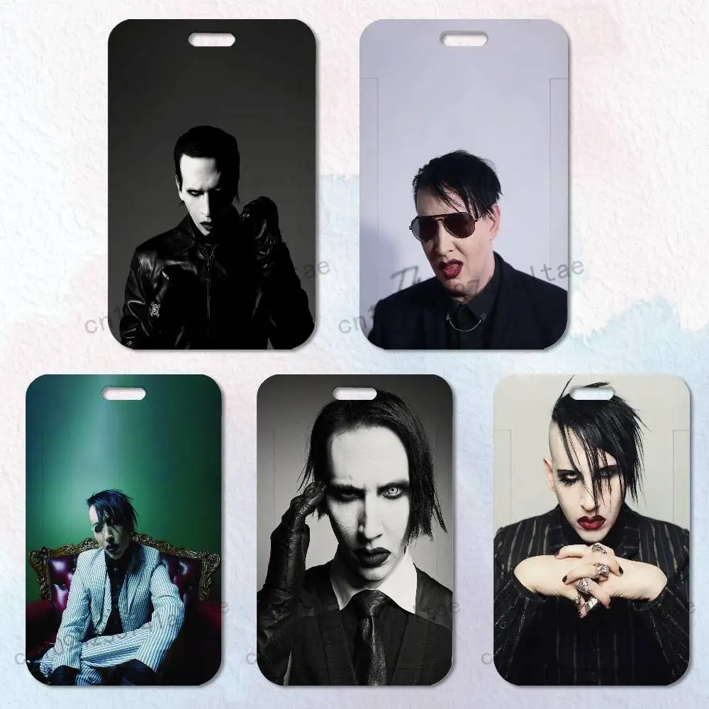

Singer M-Marilyn Manson Card Holder Durable With Carabiner Name Tag Vertical ID Badge Holders Credentials Protection