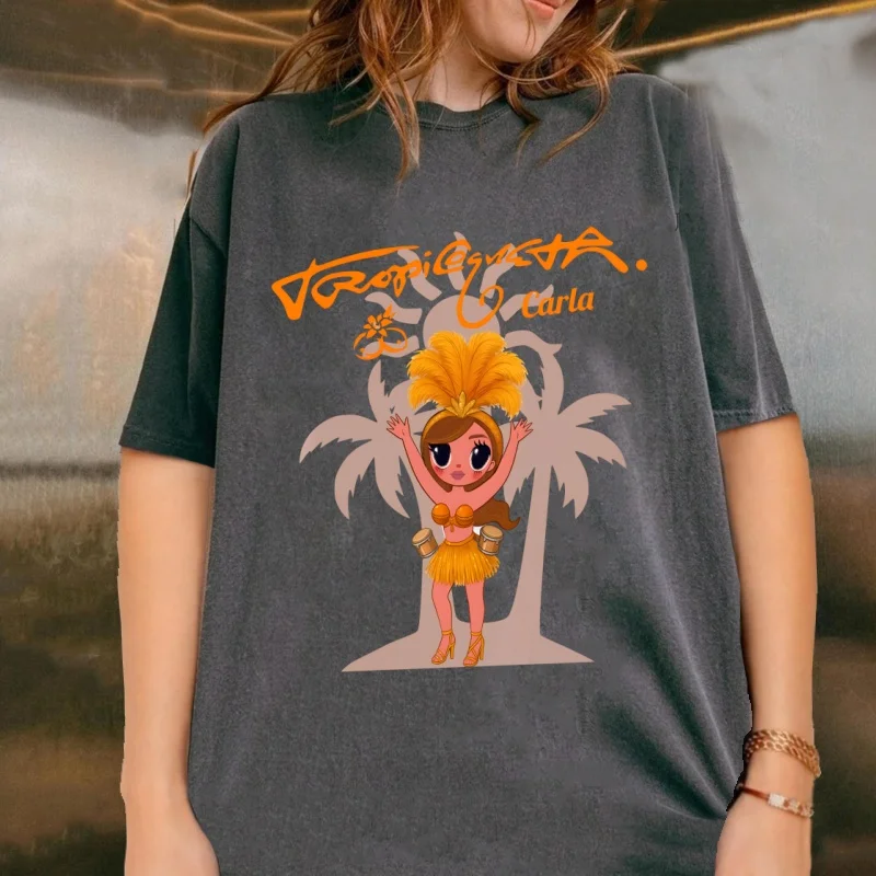 Tropicoqueta T Shirt Karol G Latina Women T-shirt Casual Round Neck Printed Cotton Short Sleeve Tshirts Vintagw Washed Oversized
