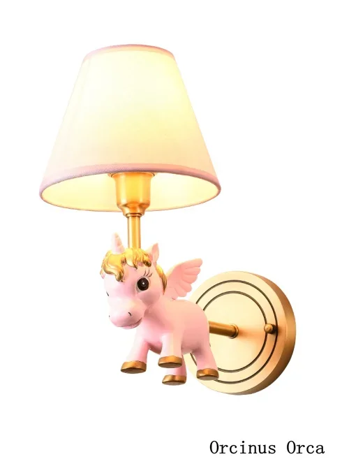 Cartoon Creative Colour Pony Wall Lamp Bedside Lamp in Girl's Bedroom Children's Room American Copper LED Wall Lamp