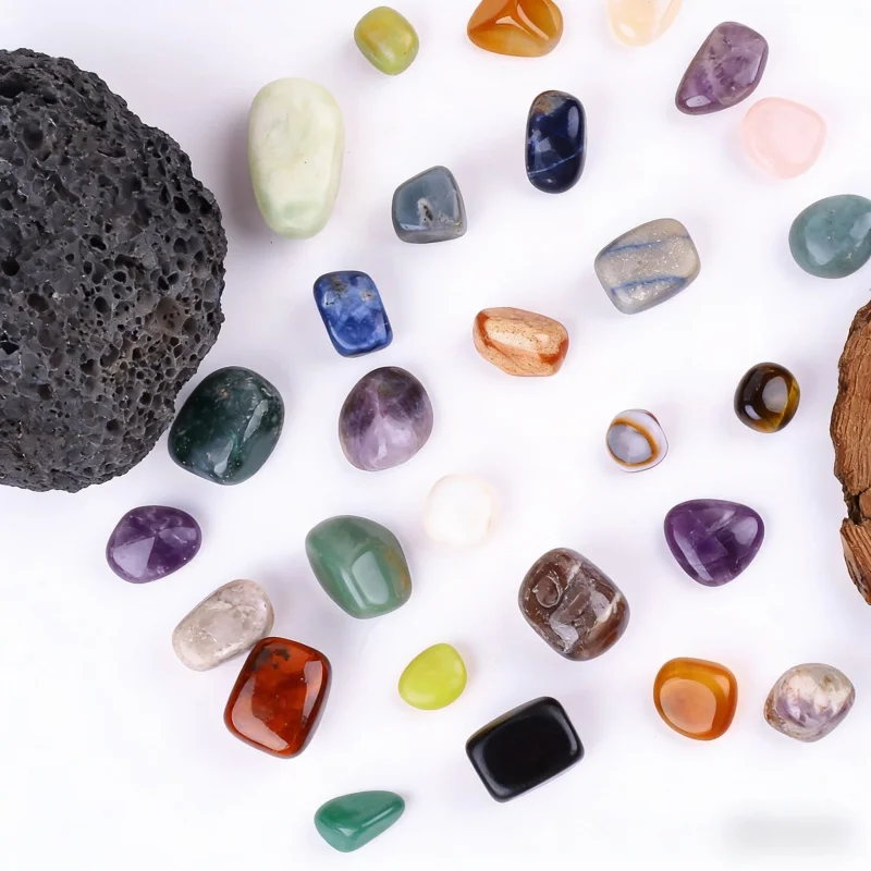 Polished pebbles and gravel for succulent plant landscaping and decorative ornaments bulkInstallation50g100gColored crystal roug