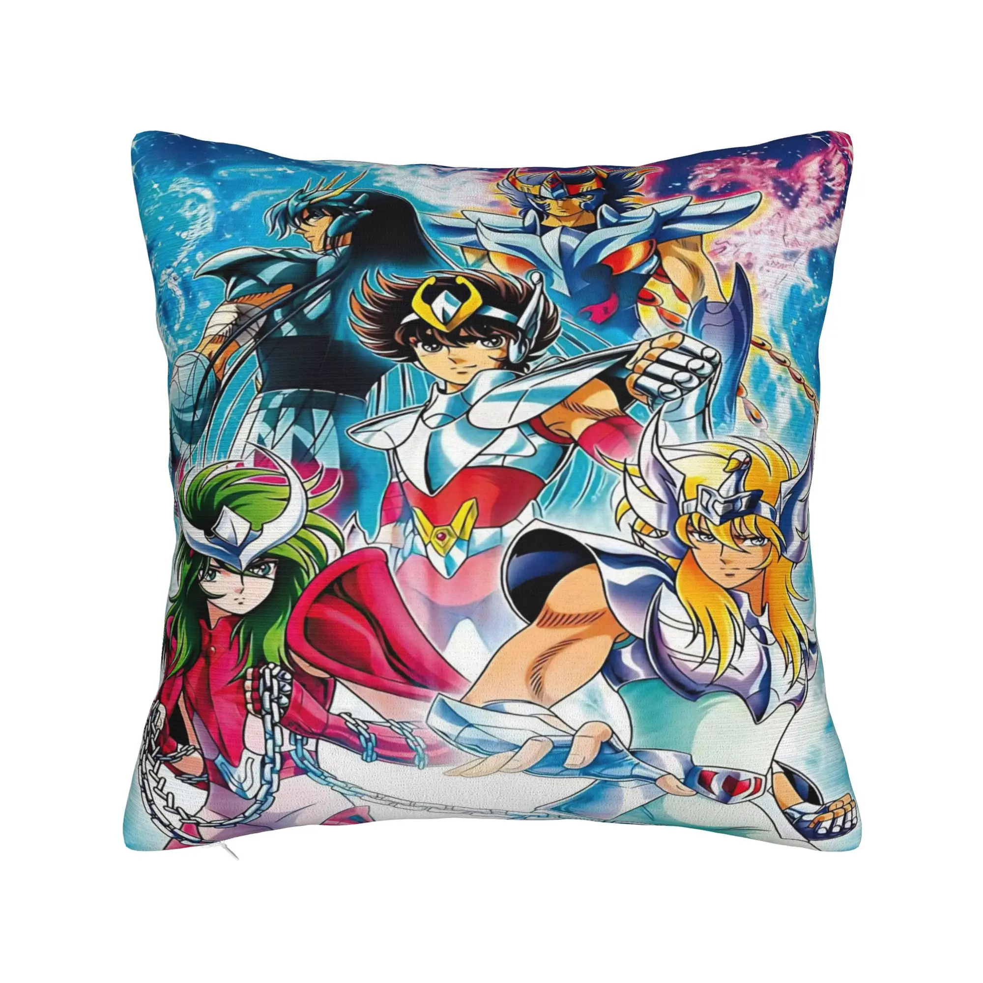 Saint Seiya Gold Saint Pillow Cover  Comfy Cushion Cover Retro Trendy Pillow Case For Living Room Sofa