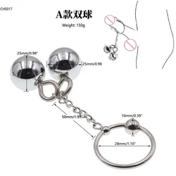 Male Penis Stretcher Metal Penis Ring Exerciser Stainless Steel Scrotum Pendant Ball Sex Toy For Men  Masturbators Cockring Bdsm