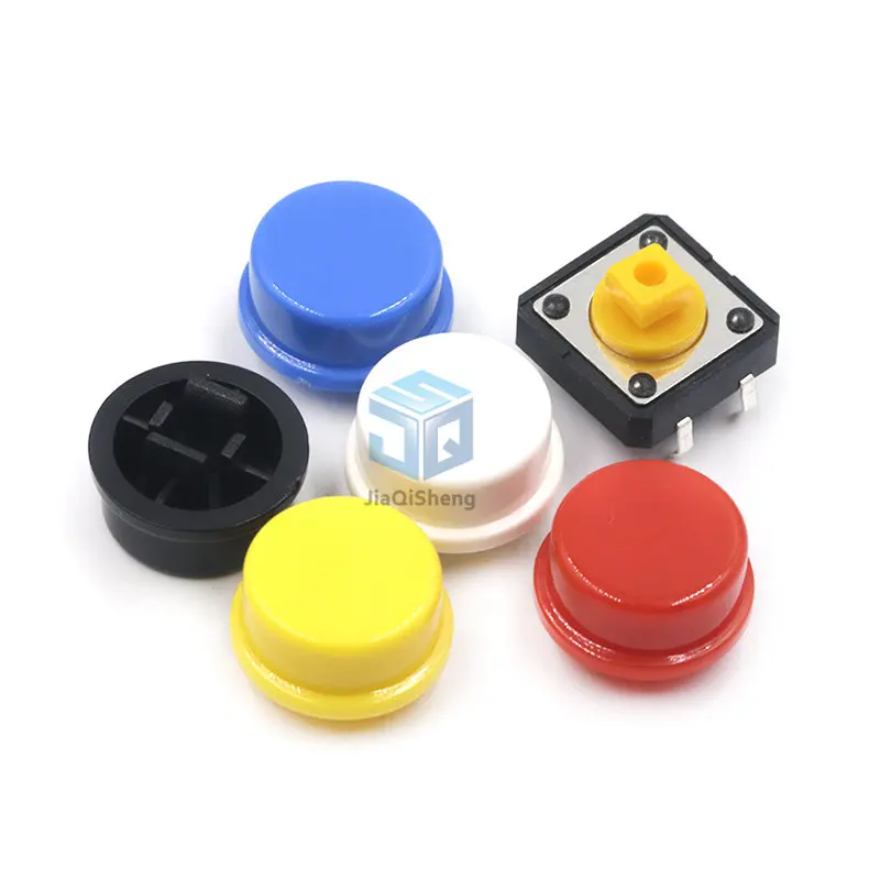 25PCS Tactile Push Button Switch Momentary 12*12*7.3MM Micro switch button + 25PCS Tact Cap(5 colors) for Arduino Switch