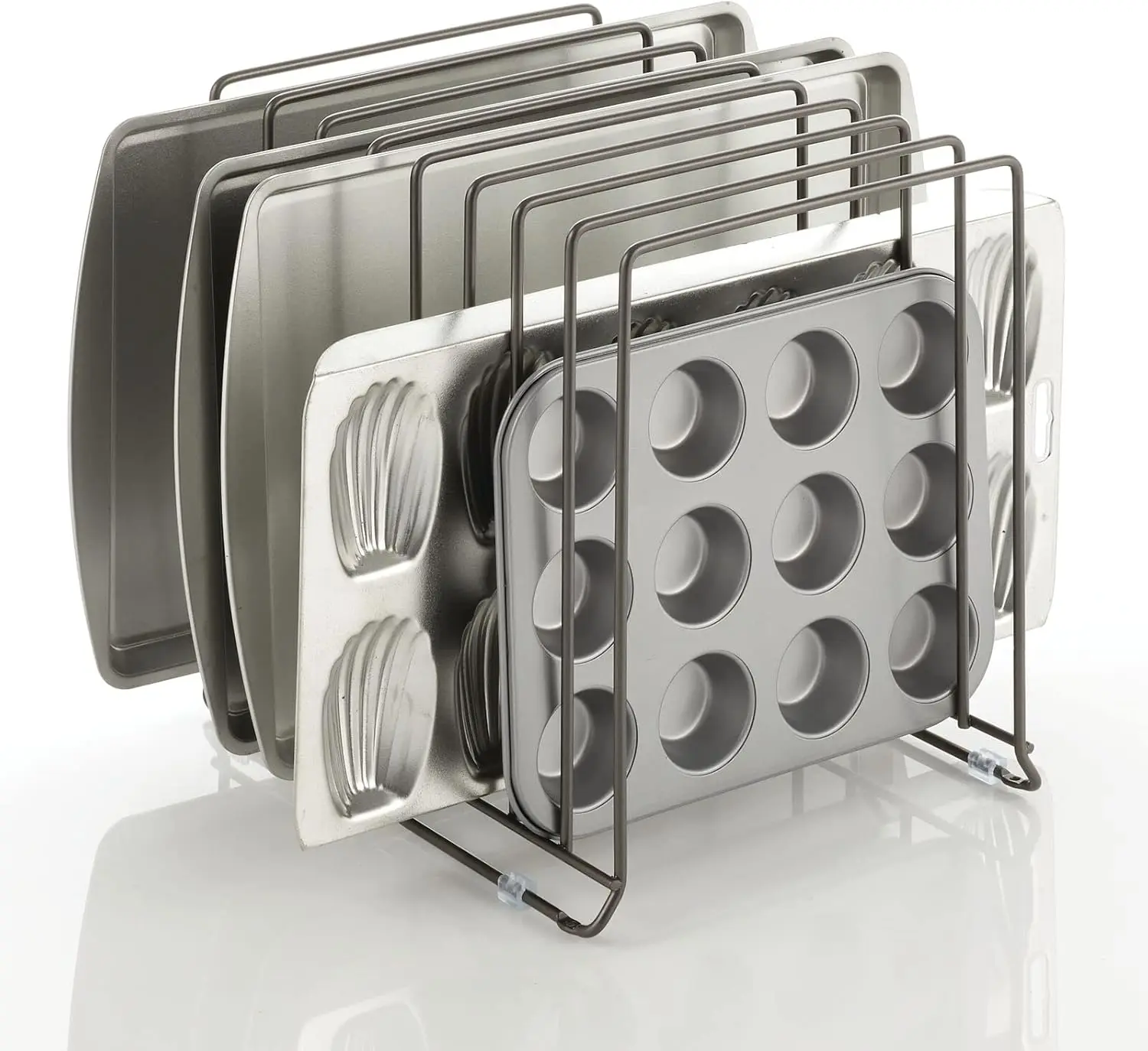 

Large Metal Wire Organizer Rack for Kitchen Cabinet, Pantry, Shelves - Holder with 8 Slots for Baking