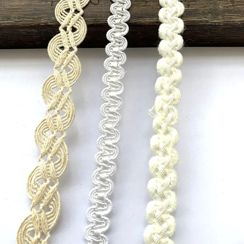 5m/16.4ft Each pack white gold lace trims handmade DIY sewing Crafts Dress curtain cruve edge accessory Wedding Gift Decoration