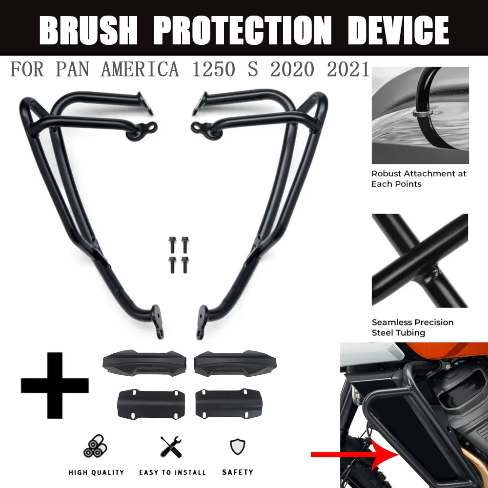 New Motorcycle Black Brush Protection Ddevice Tubular steel structure Brush protection device FOR PAN AMERICA 1250 S 2020 2021