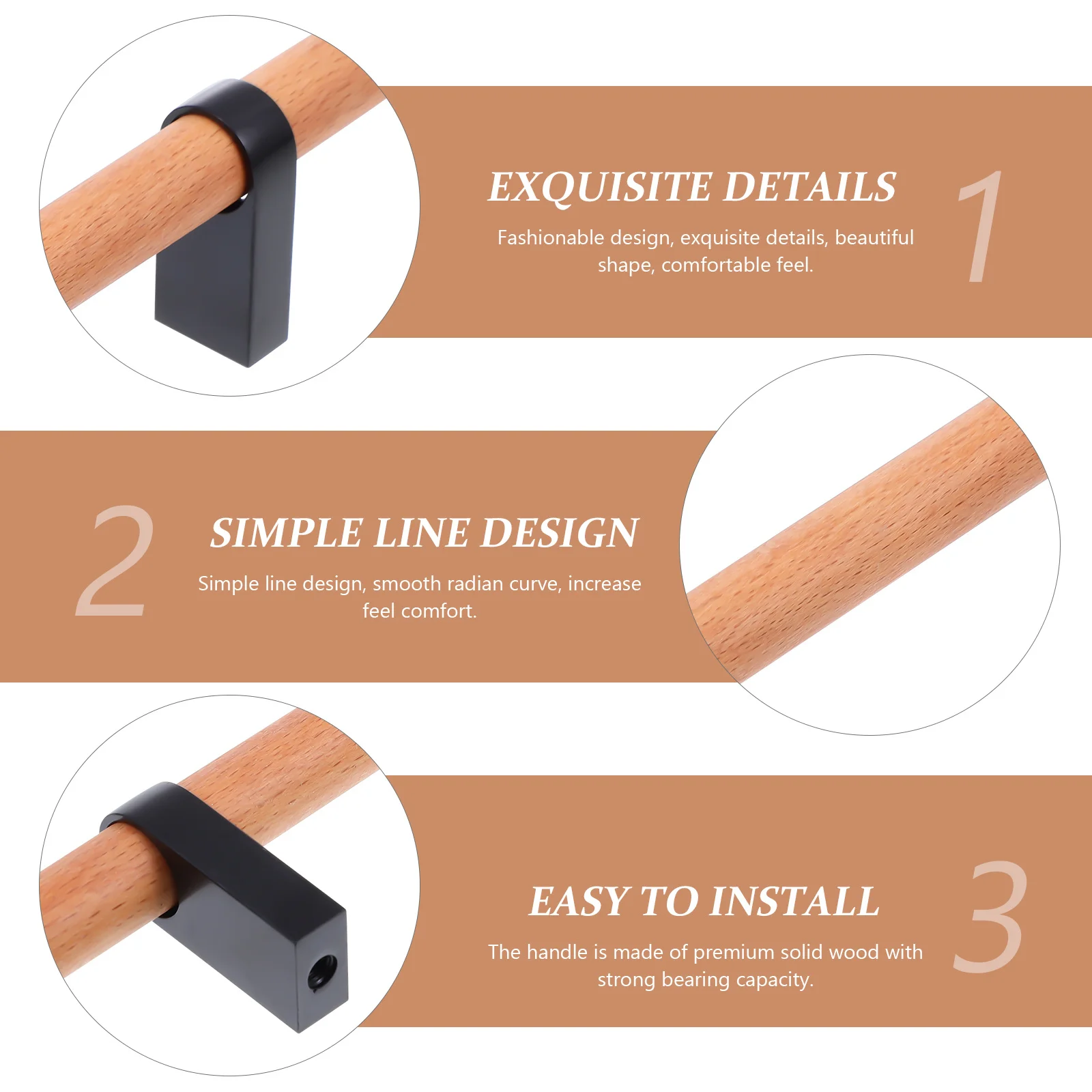 

Wooden Handle Modern Pull Wardrobe Kitchen Door Handles for Cabinets Dresser Drawer Pulls Furniture
