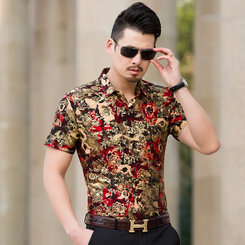 High-Quality Soft Comfortable Casual Short Sleeved Camisa Masculina Summer 2023 New Bronzing Printing Fashion Boutique Shirt Men