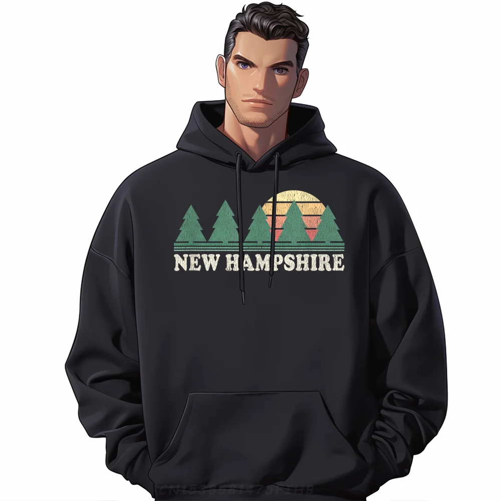 

Funny New Hampshire NH Vintage Retro Print Long Sleeve Sweatshirt Crew Neck Outdoor Hoodies For Men Streetwear