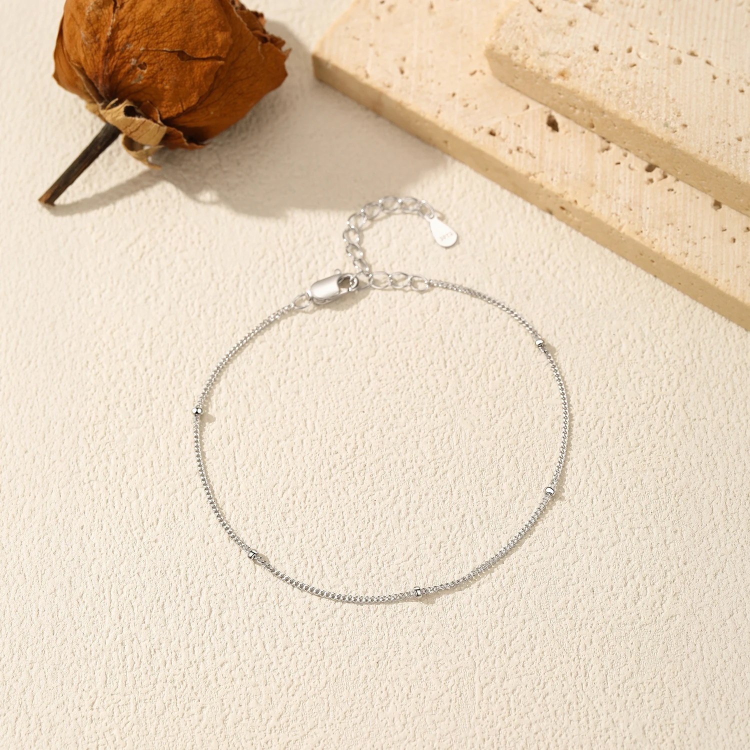 MODIAN 925 Sterling Silver Minimalist Chain Bracelet Women Dainty Thin Bead Hand Stackable Bracelet For Women Daily Jewelry view 5