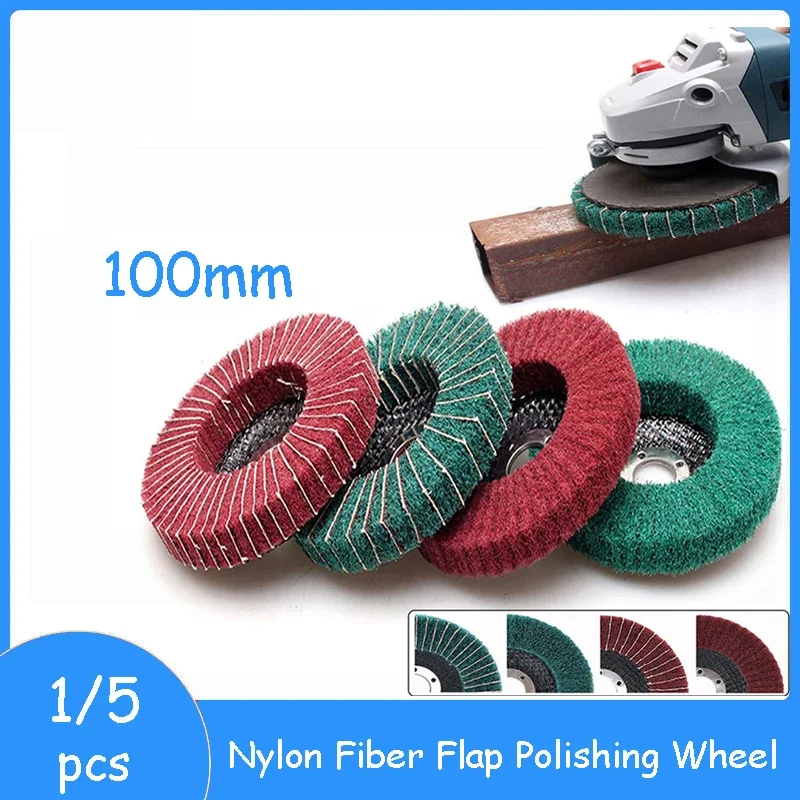 

4'' 100mm Angle Grinder Flap Grinding Disc Nylon Fiber Flap Polishing Wheel for Metal Stainless Steel Clean Remove Paint Coating