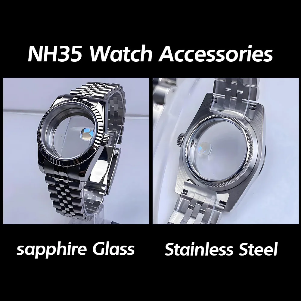 

NH35 36mm/39mm new Bracelet Sapphire Crystal Watch Case for NH34 NH35 Movement 28.5mm Dial Date justs Case