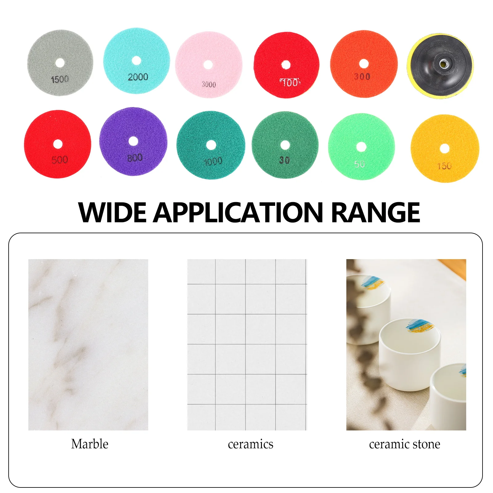 

12pcs Diamond Pads 4 Inch Resin Grinding Pads For Granite Stone Glass Ceramics Polishing Wet Diamond Polishing Pad Use