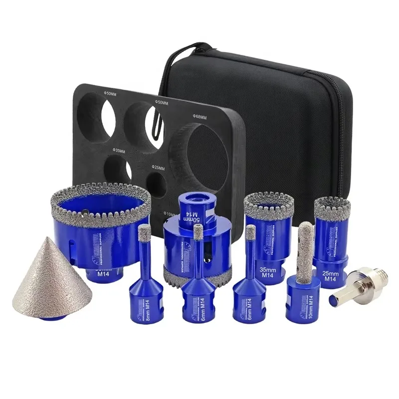

M14 Thread Vacuum Brazed Diamond Core Drill Milling Bit Chamfer Bit Finger Bit With Hex Shank Adapter with Oxford Set for Tile