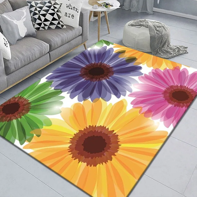 

Colorful Flower 3D Carpets for Living Room Bedroom Decor Large Kids Play Area Rugs Anti-Slip Bathroom Kitchen Hallway Floor Mats