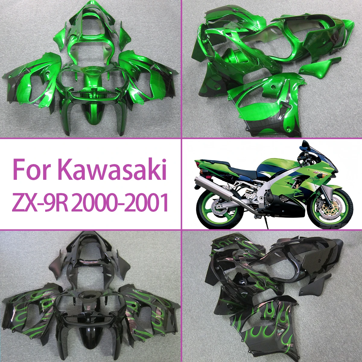 

Для 2000 2001 Kawasaki ZX-9R комплект обтекателя мотоцикла, литые детали для литья под давлением 00 01 ZX-9R, набор обтекателей с индивидуальной графикой