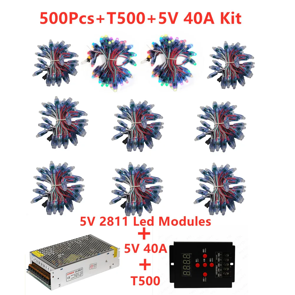 500Pcs-1000Pcs 12mm DC5V WS2811 IC RGB Full Color Digital Pixel Light LED Module IP68 Waterproof Christmas String Light Full Kit