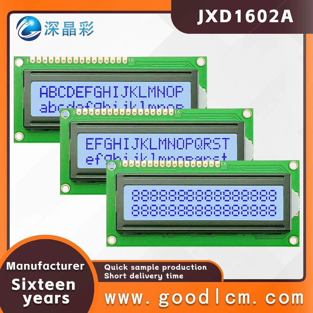 

quality Small size characters display module JXD1602A STN Gray Positive lcd 16X2 dot matrix display 5.0V and 3.3V optional