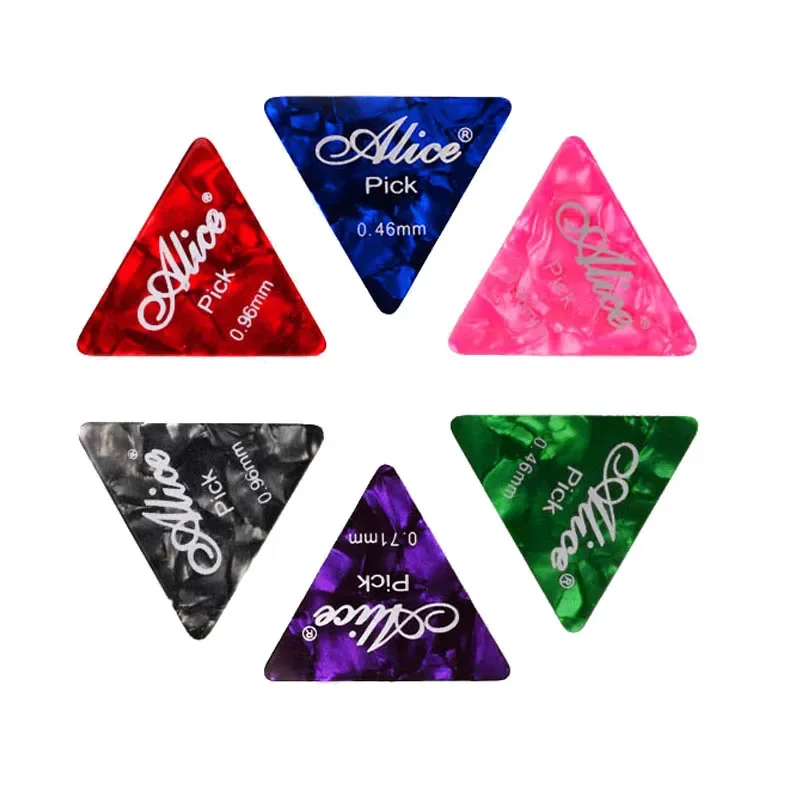 

100Pcs Alice Cellouid Guitar Pick Large Triangle Guitar Picks Plectrums 0.46/0.71/0.81/0.96/1.2/1.5MM Mixed Colour Guitar Parts