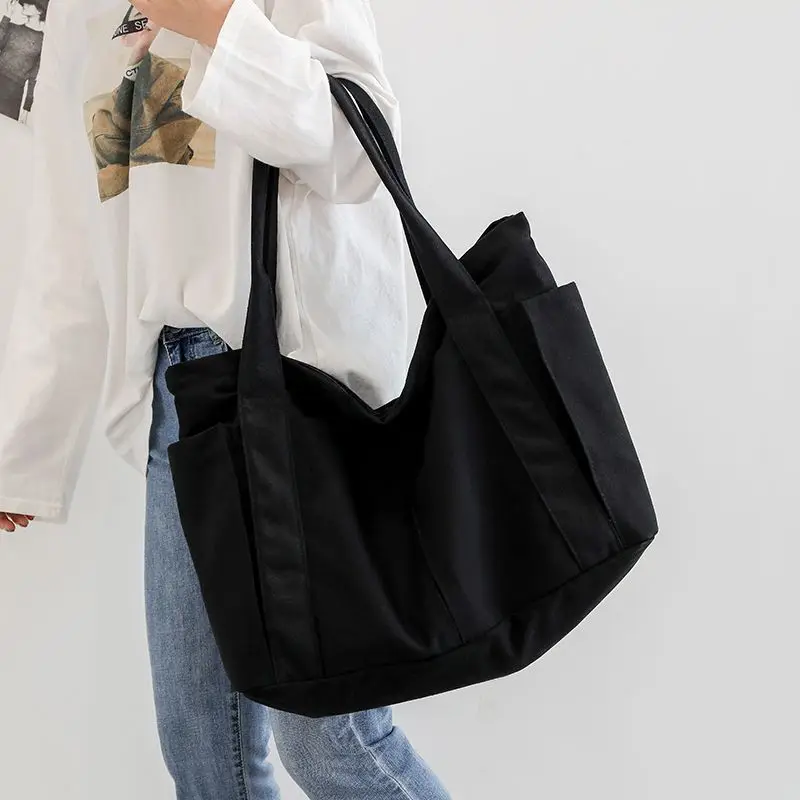 New Style Simple Tote Bag Durable Large Capacity Canvas Bag Female Mori Department All Students Class Female Bag