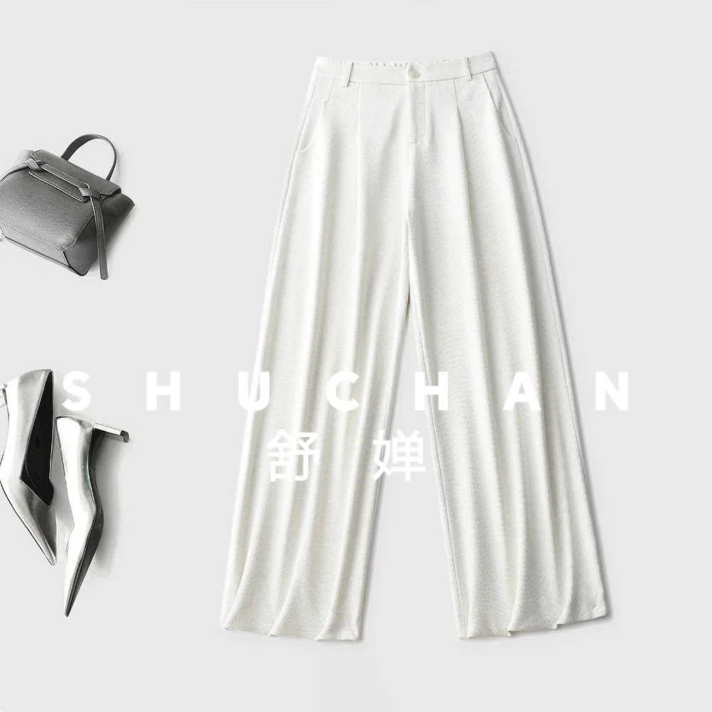 Autumn and Winter Pants High Waist Drape Wide Leg Suit Pants Thin Straight Commuting Leisure  Pantalones De Mujer