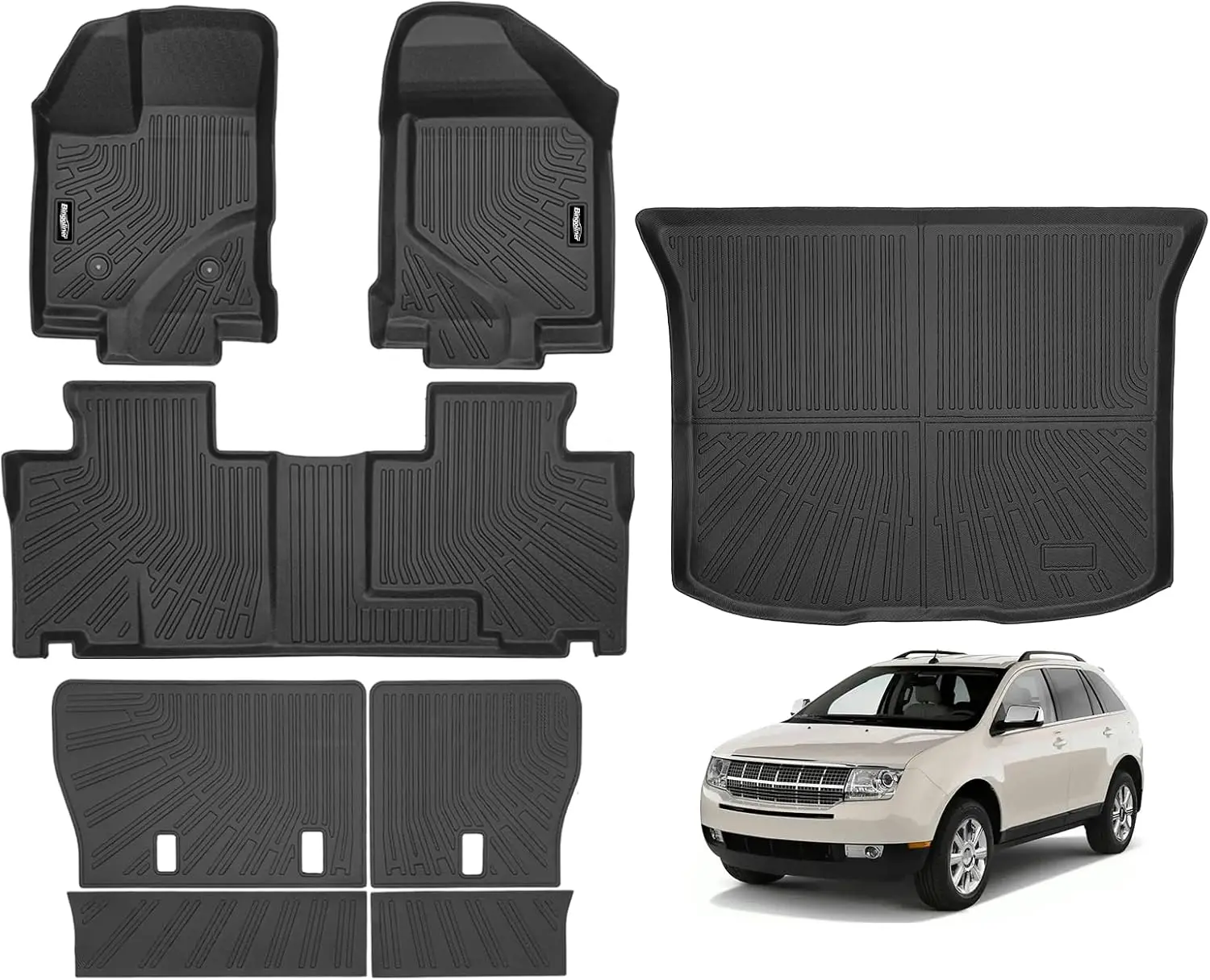 All-weather Floor, Trunk and Backrest Mats for Cars (2007 - 2015), TPE Material, Grey, All-weather Protection