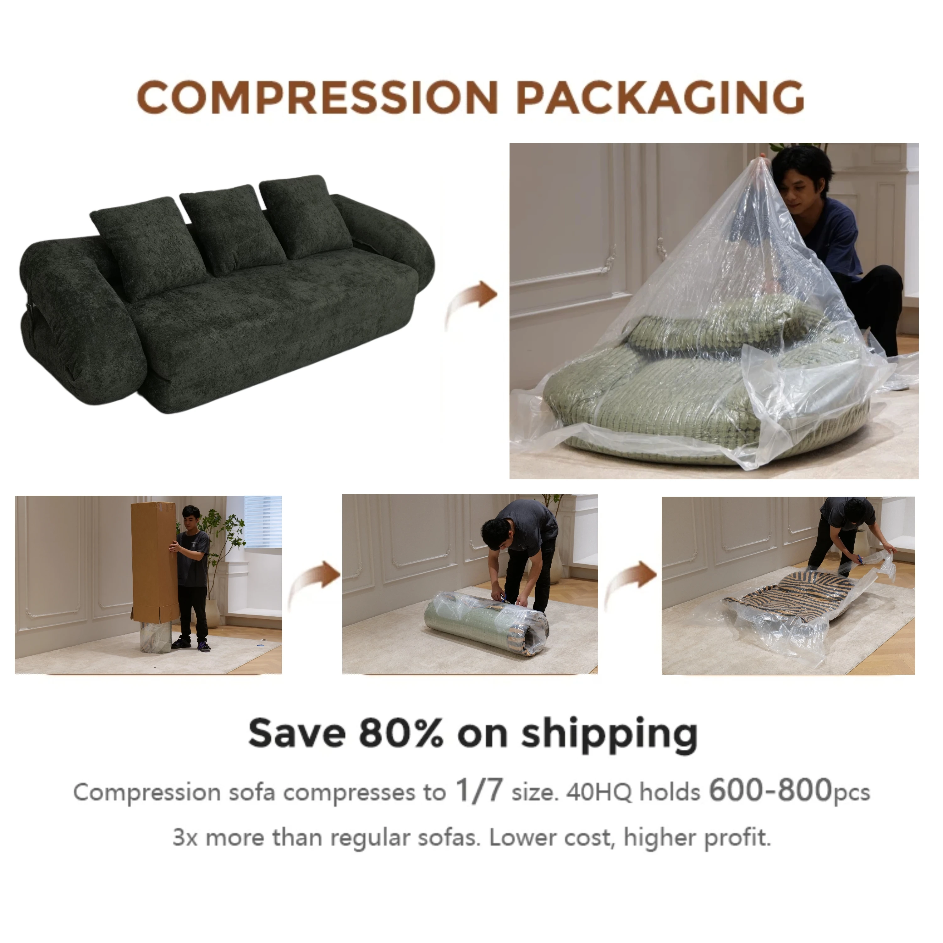 #Compression Modern Minimalist Square Sofa Bed Boneless Couch Set Furniture Seating for Living Room Apartment Hotel
